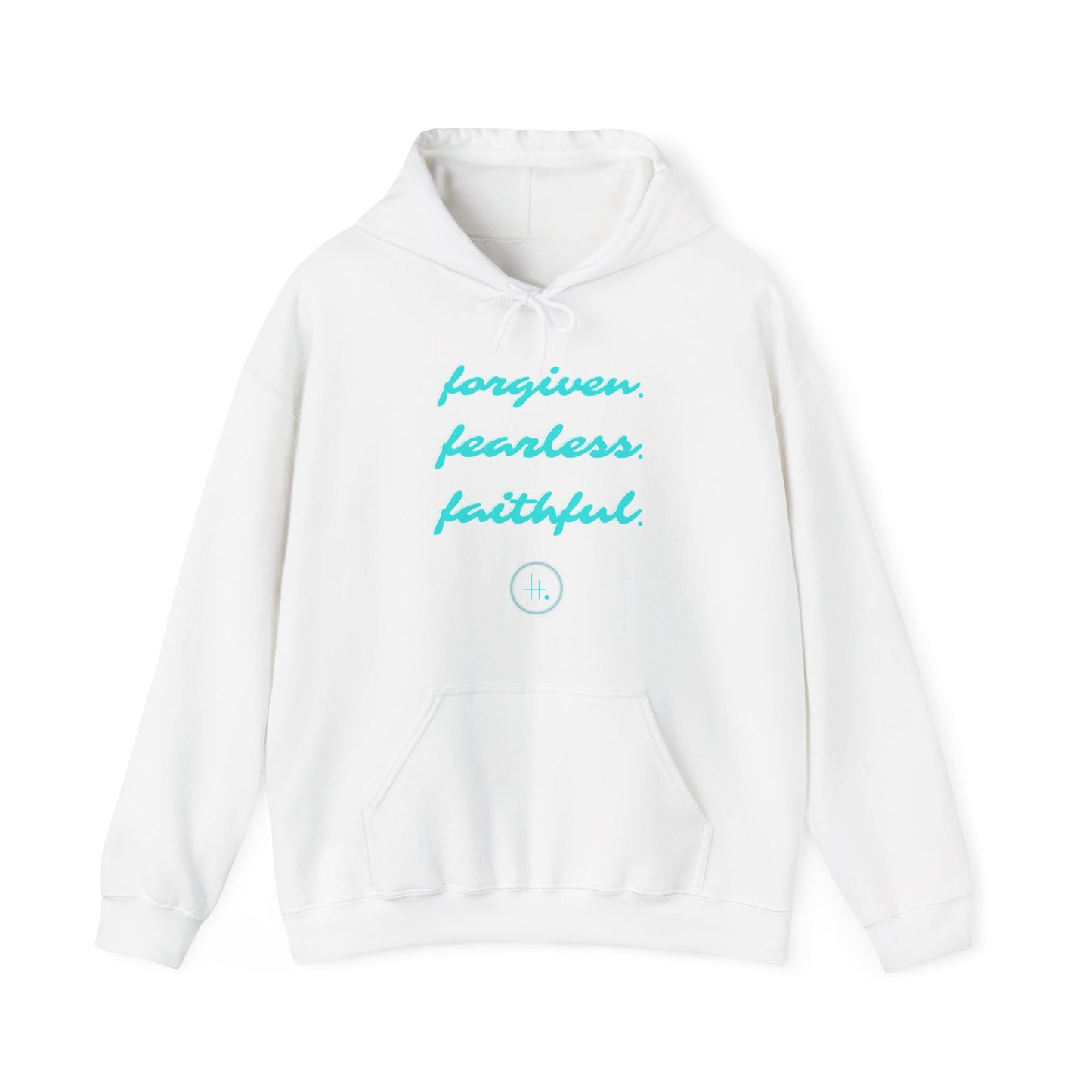 Forgiven. Fearless. Faithful. Unisex Heavy Blend™ Hooded Sweatshirt