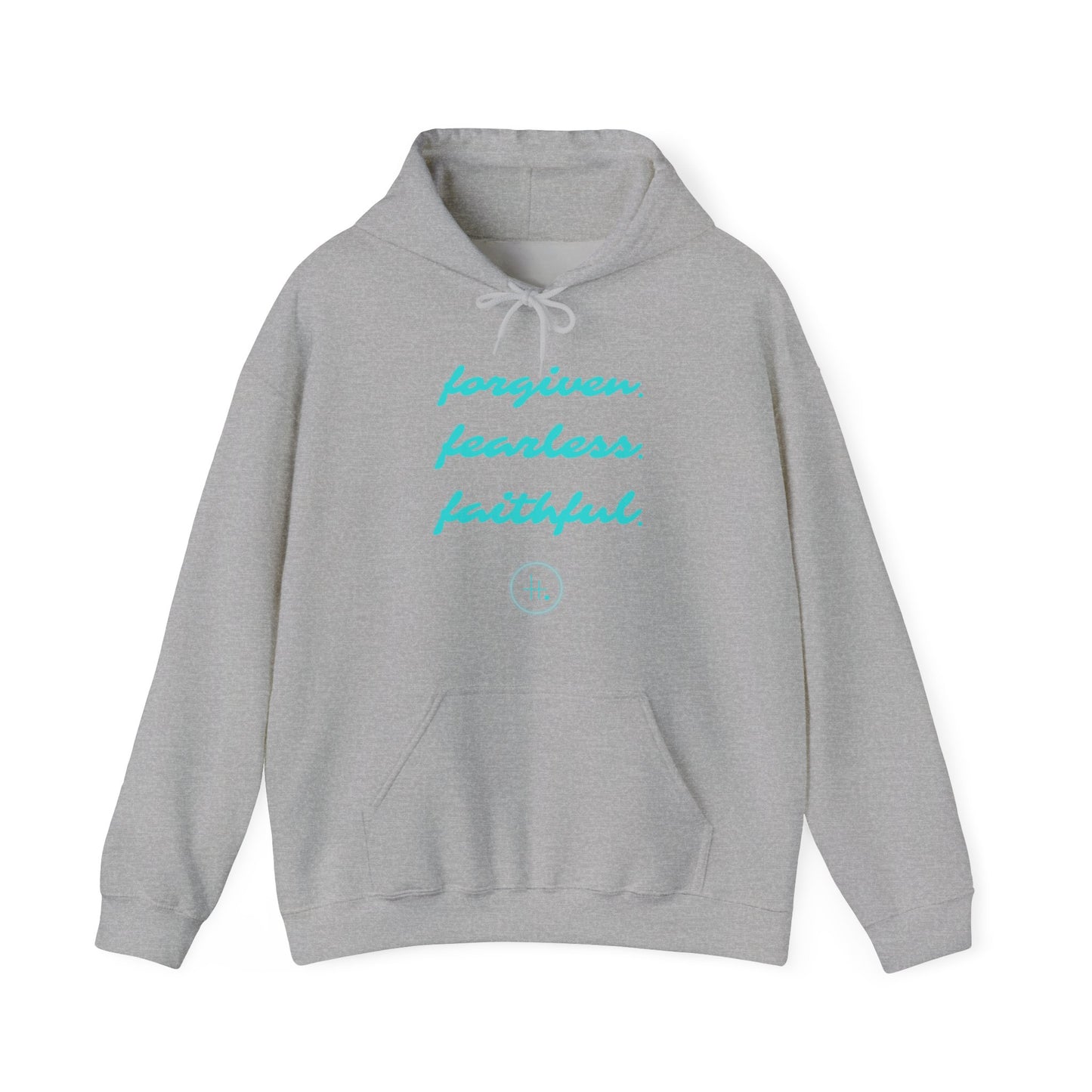 Forgiven. Fearless. Faithful. Unisex Heavy Blend™ Hooded Sweatshirt