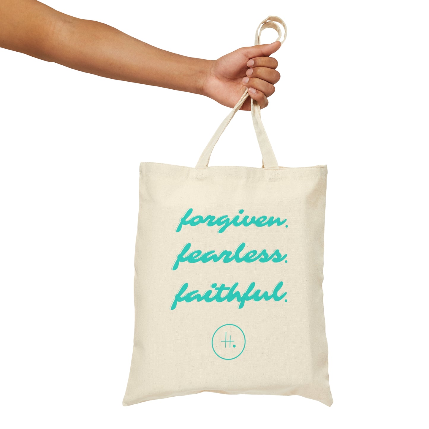 Forgiven. Fearless. Faithful. Cotton Canvas Tote Bag