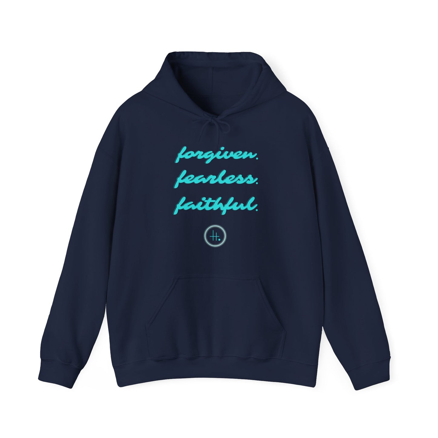 Forgiven. Fearless. Faithful. Unisex Heavy Blend™ Hooded Sweatshirt
