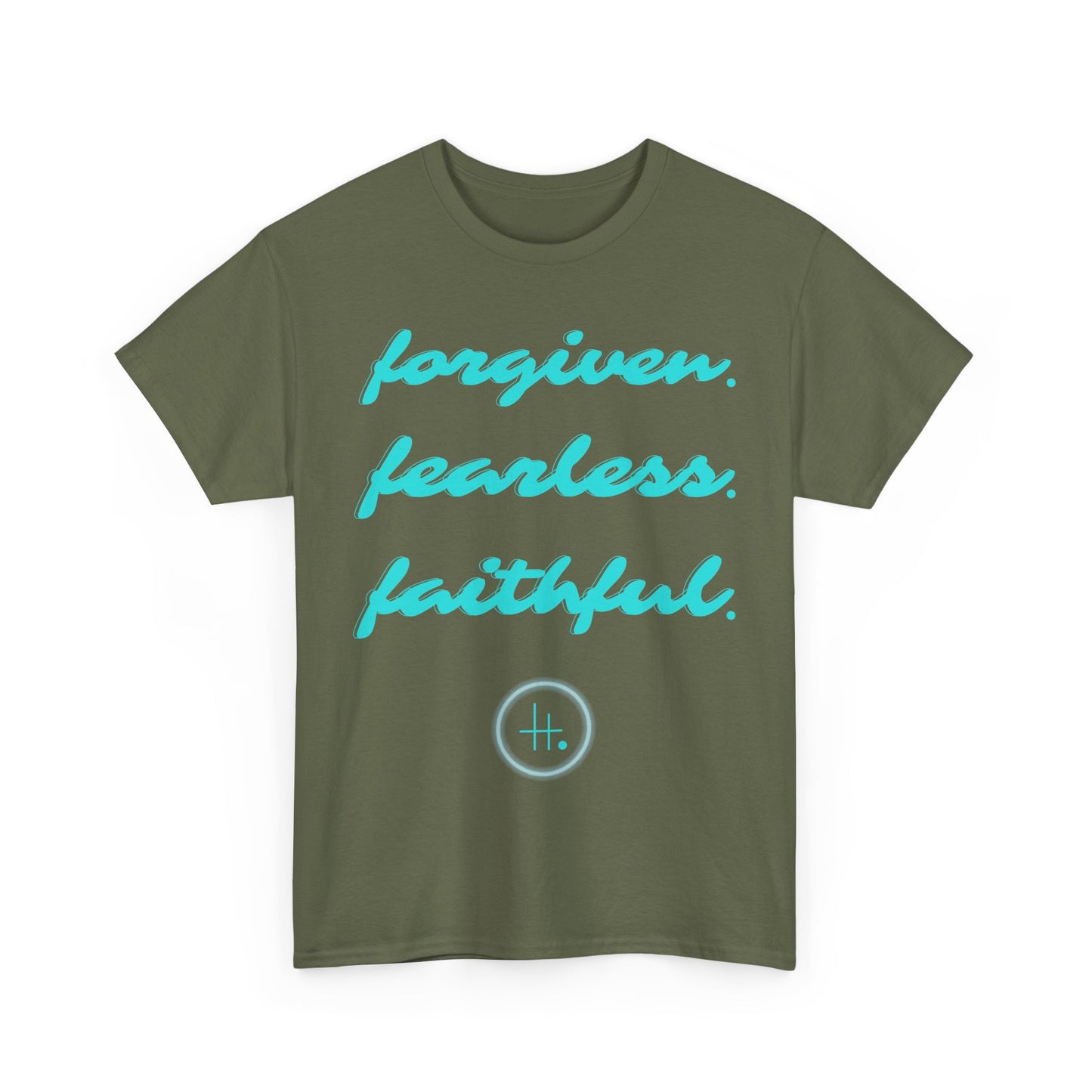 Forgiven. Fearless. Faithful. Unisex Heavy Cotton Tee