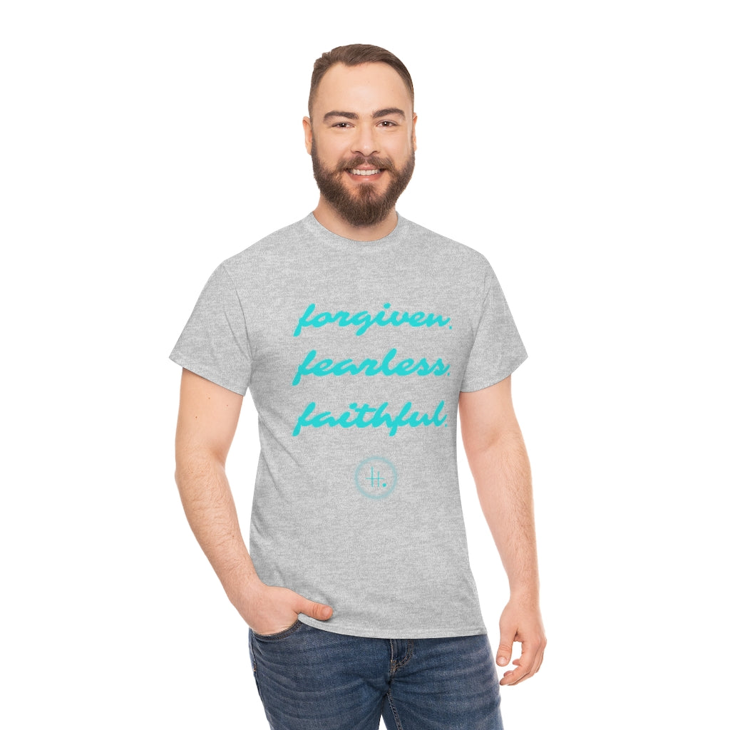 Forgiven. Fearless. Faithful. Unisex Heavy Cotton Tee