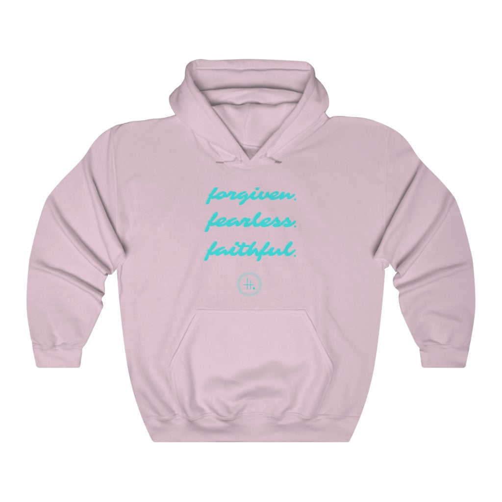 Forgiven. Fearless. Faithful. Unisex Heavy Blend™ Hooded Sweatshirt