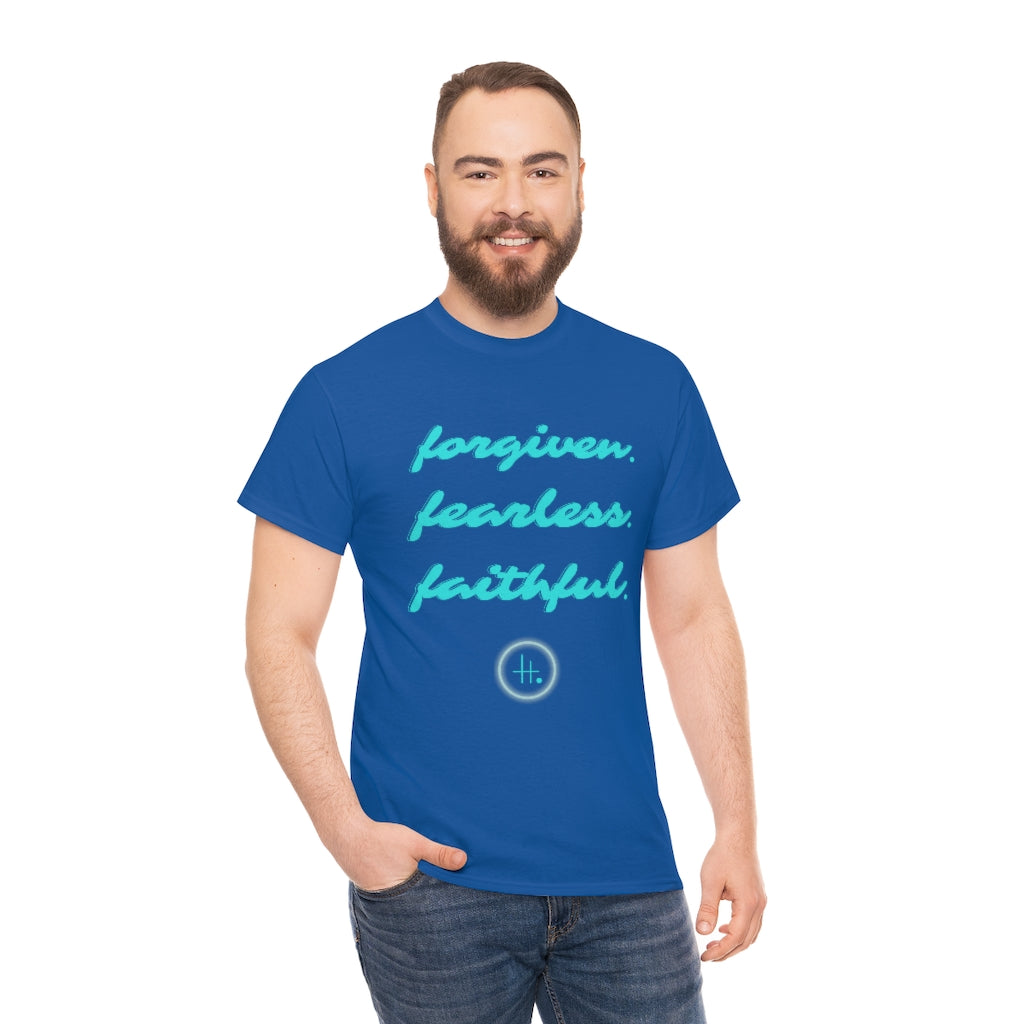 Forgiven. Fearless. Faithful. Unisex Heavy Cotton Tee