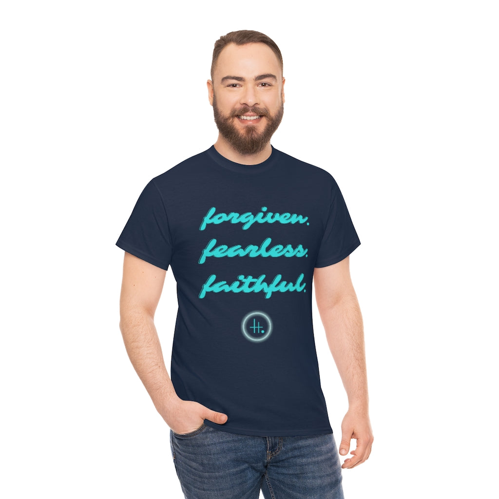 Forgiven. Fearless. Faithful. Unisex Heavy Cotton Tee