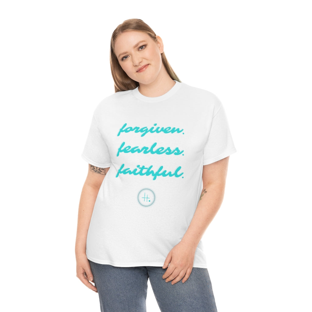 Forgiven. Fearless. Faithful. Unisex Heavy Cotton Tee