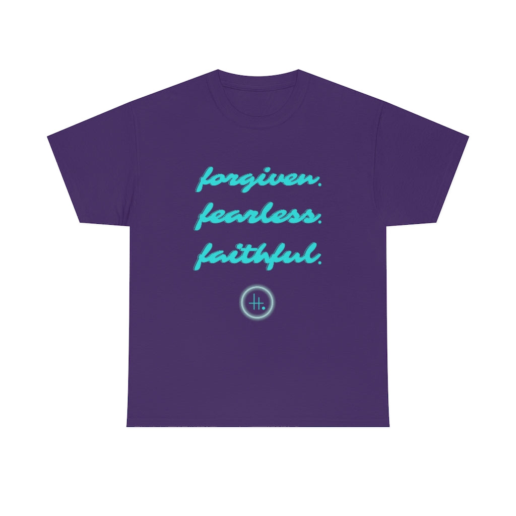 Forgiven. Fearless. Faithful. Unisex Heavy Cotton Tee