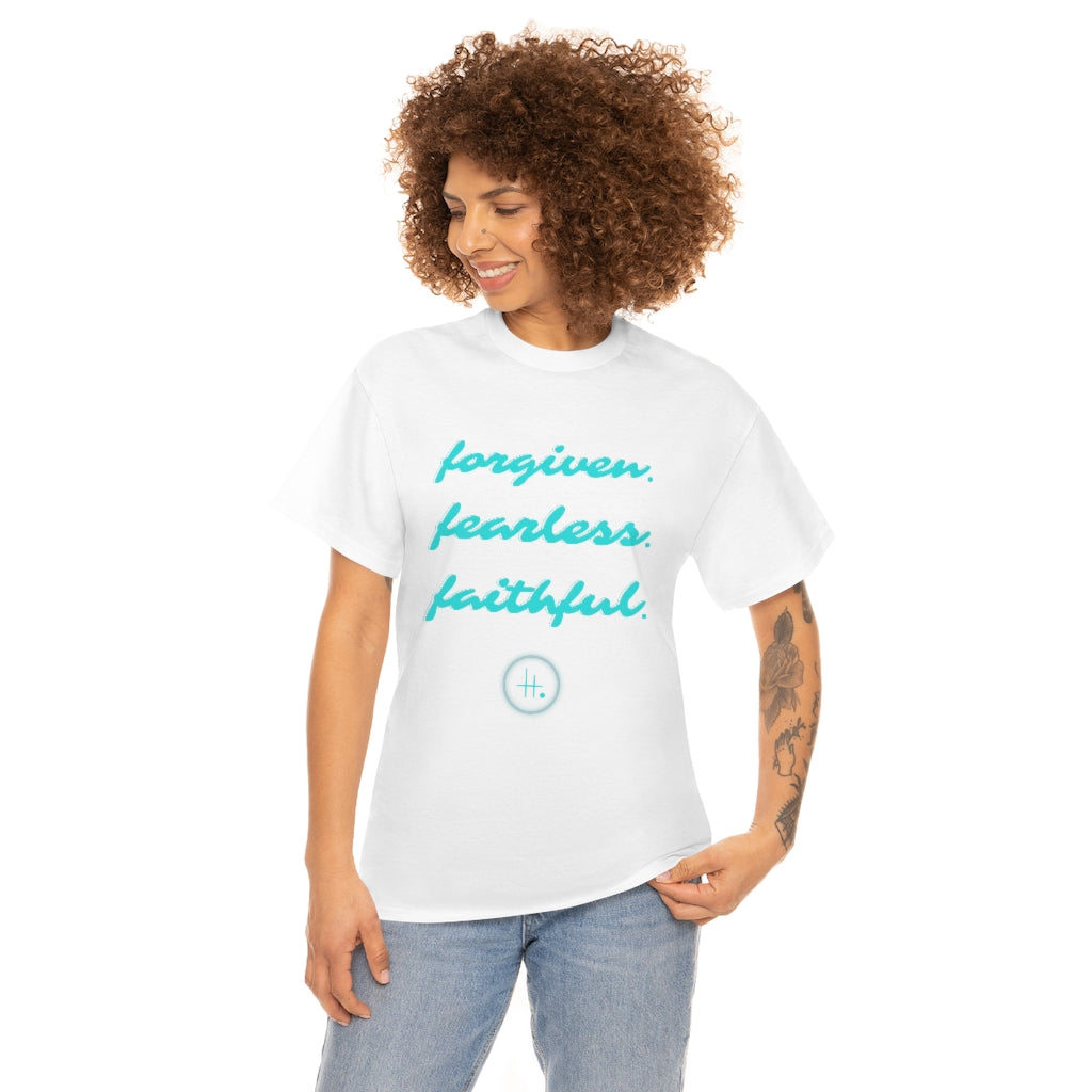 Forgiven. Fearless. Faithful. Unisex Heavy Cotton Tee