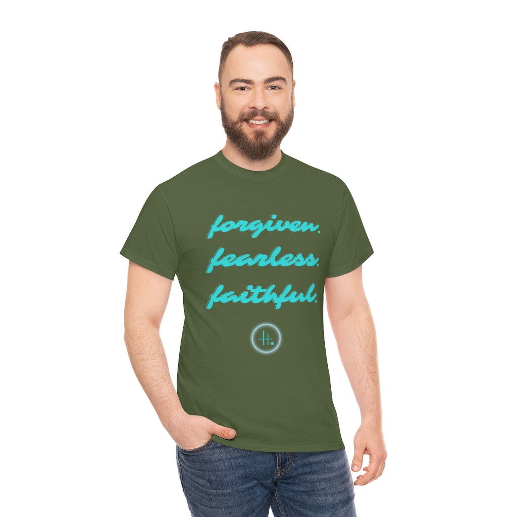 Forgiven. Fearless. Faithful. Unisex Heavy Cotton Tee