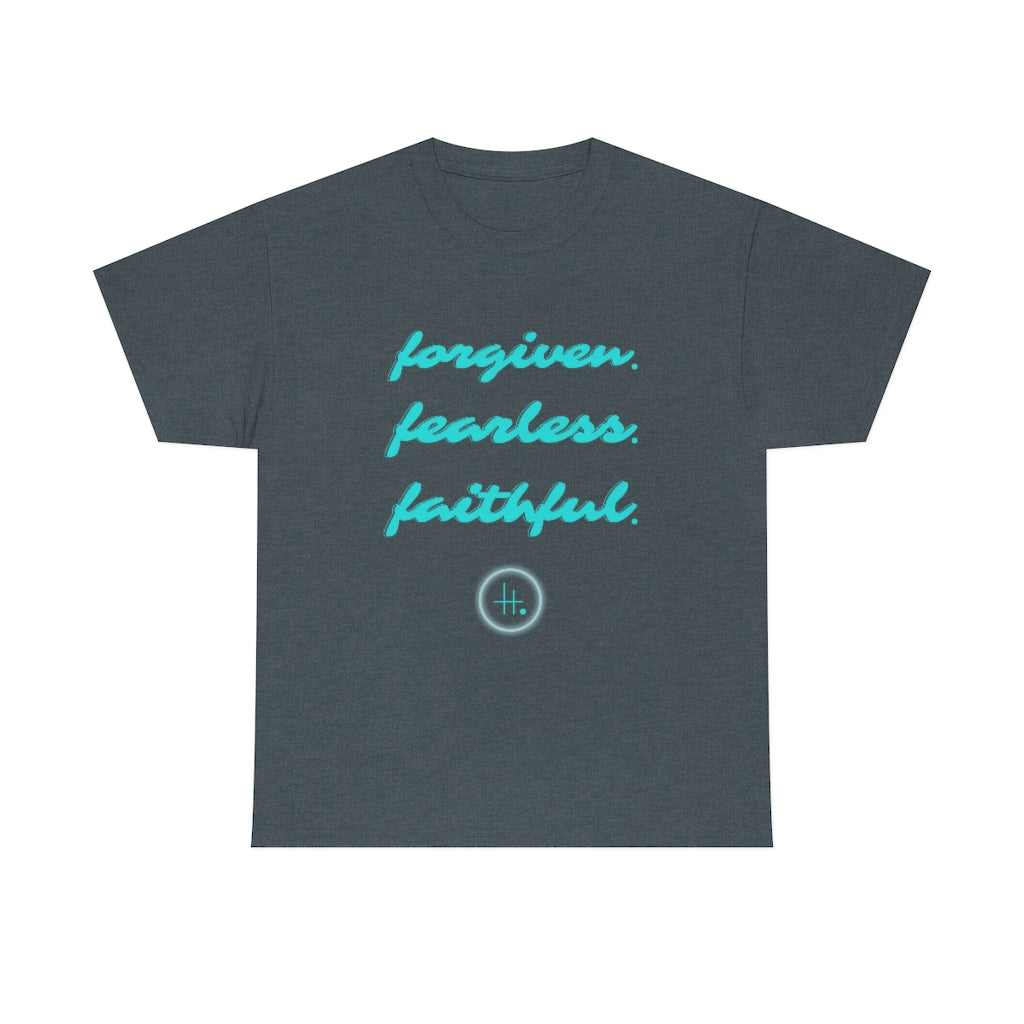 Forgiven. Fearless. Faithful. Unisex Heavy Cotton Tee