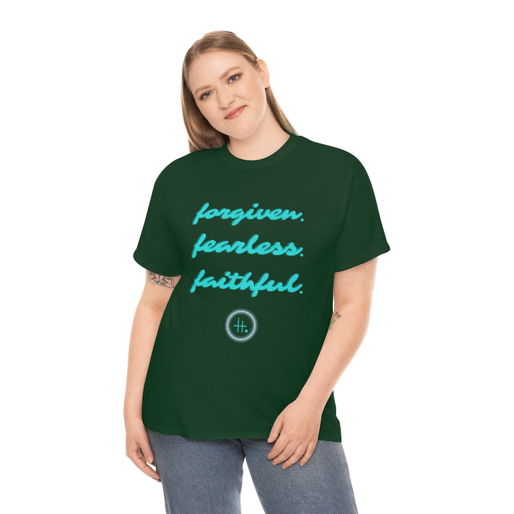 Forgiven. Fearless. Faithful. Unisex Heavy Cotton Tee