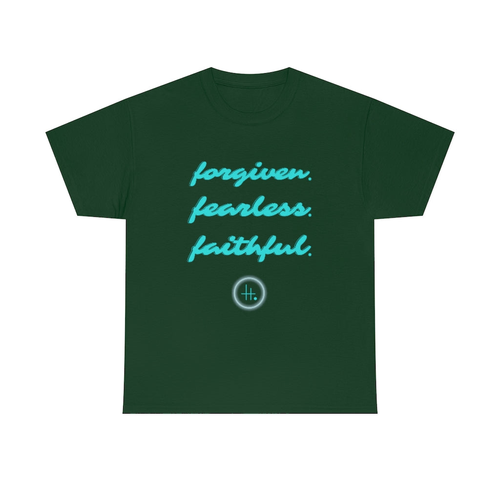 Forgiven. Fearless. Faithful. Unisex Heavy Cotton Tee