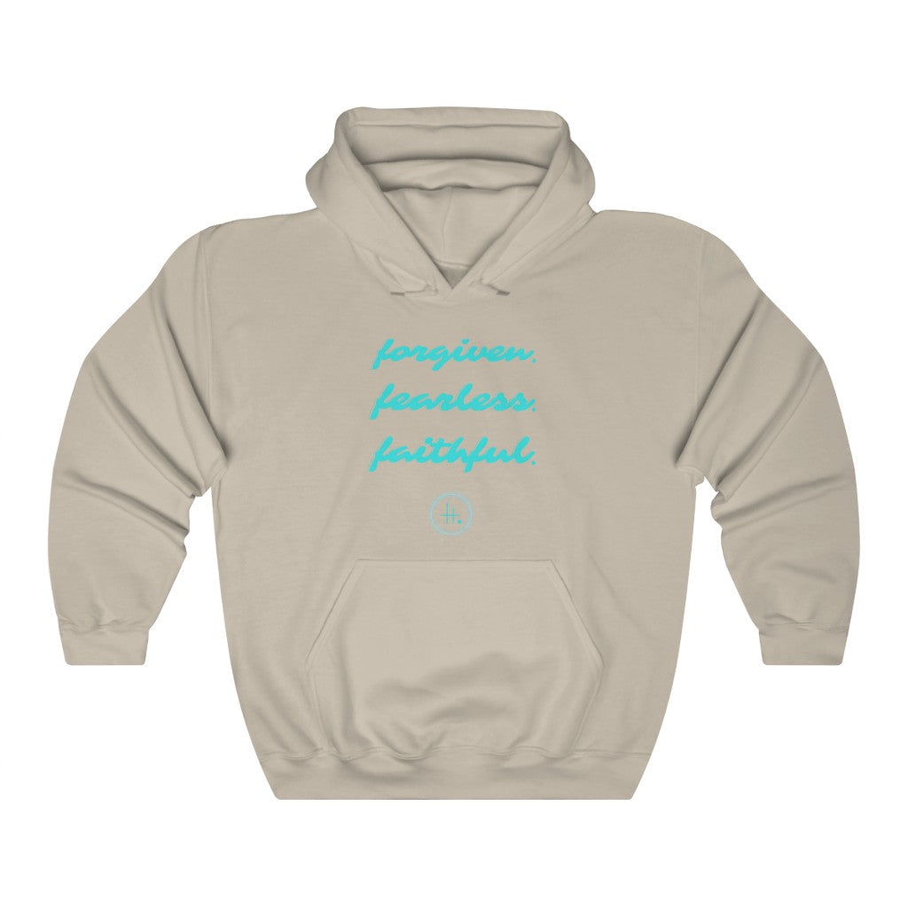 Forgiven. Fearless. Faithful. Unisex Heavy Blend™ Hooded Sweatshirt