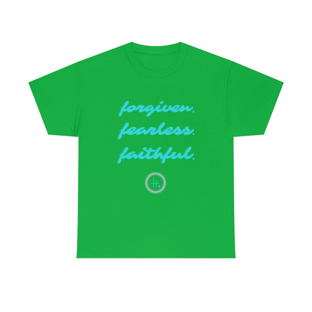 Forgiven. Fearless. Faithful. Unisex Heavy Cotton Tee