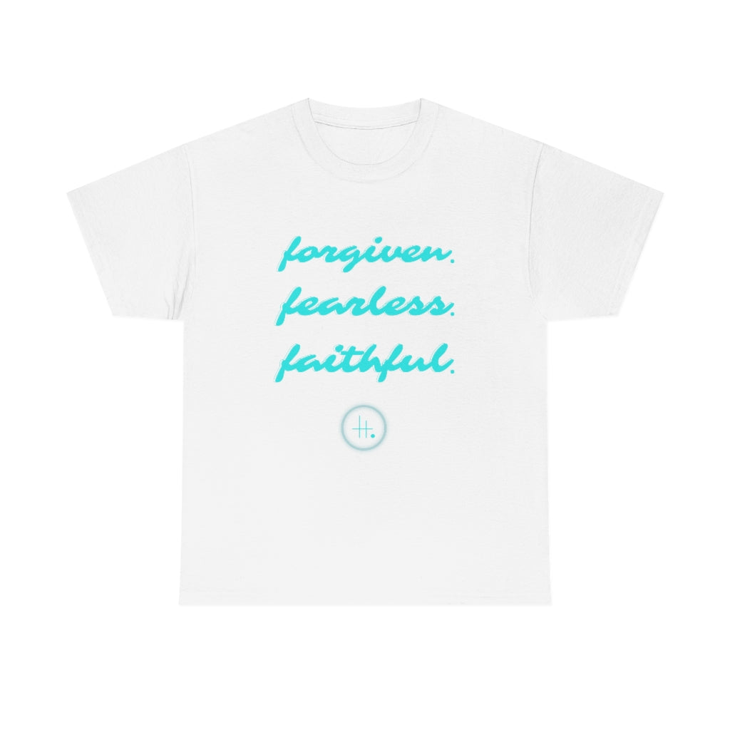 Forgiven. Fearless. Faithful. Unisex Heavy Cotton Tee