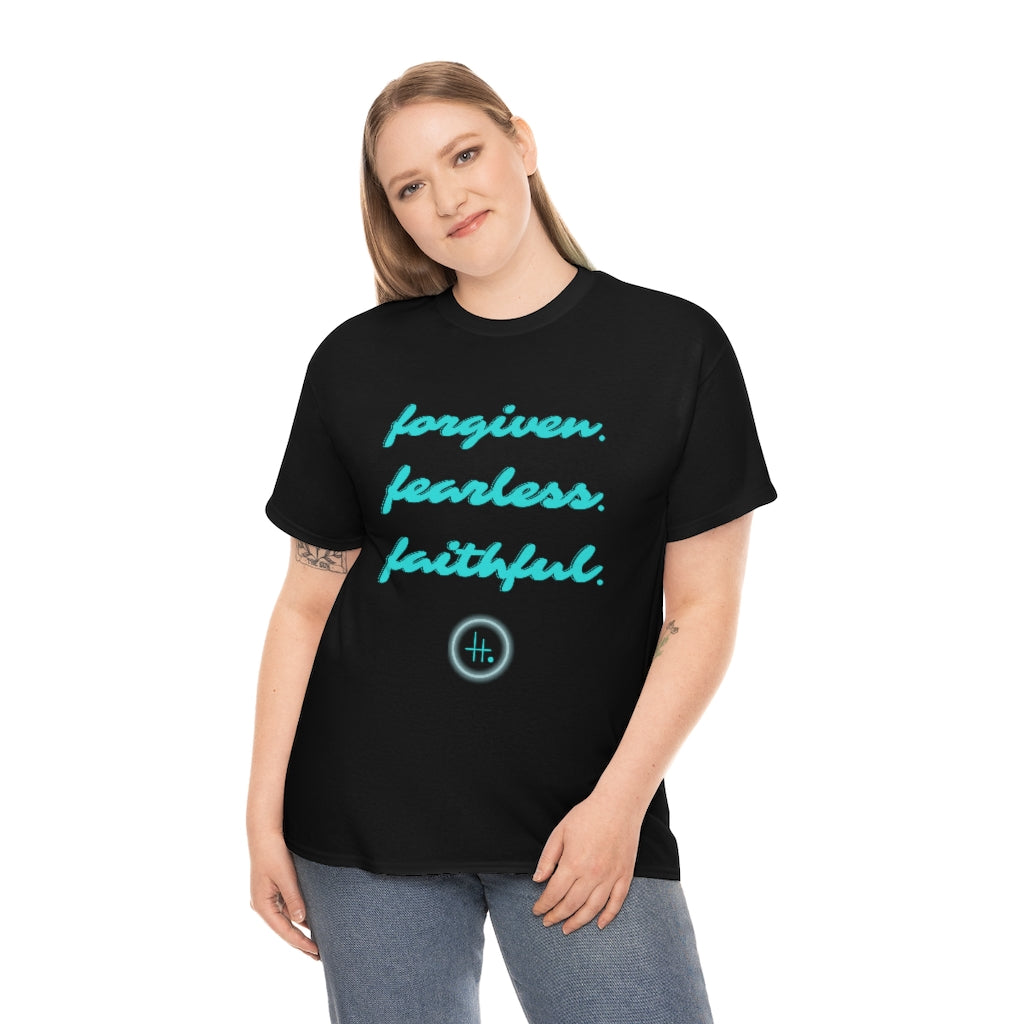 Forgiven. Fearless. Faithful. Unisex Heavy Cotton Tee