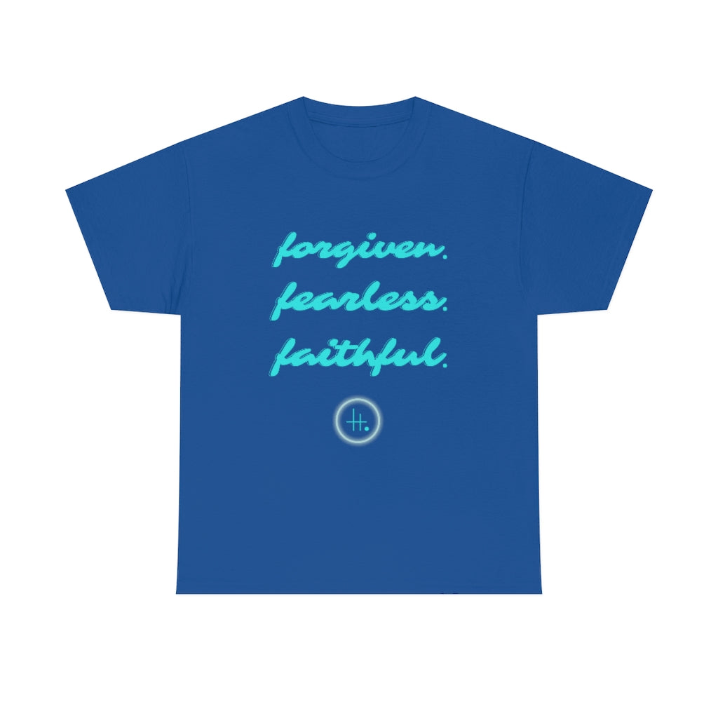 Forgiven. Fearless. Faithful. Unisex Heavy Cotton Tee