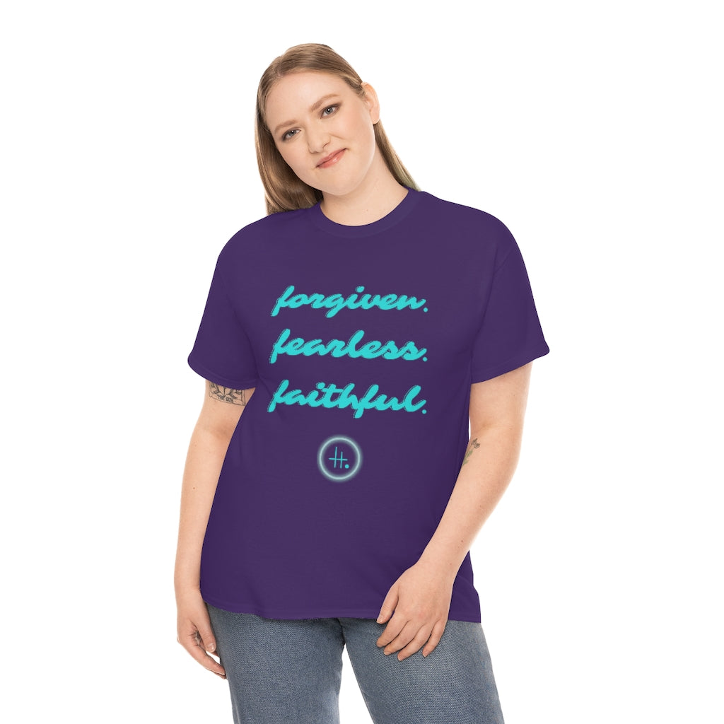 Forgiven. Fearless. Faithful. Unisex Heavy Cotton Tee