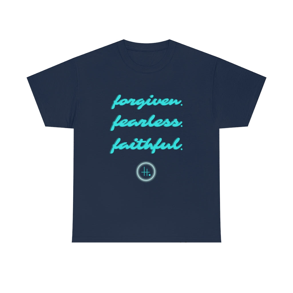 Forgiven. Fearless. Faithful. Unisex Heavy Cotton Tee